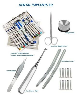 Zahnimplantat-Kit Knochenbrecher Knochenschaber Transplantationswerkzeug, Osteotom konkave Spitze