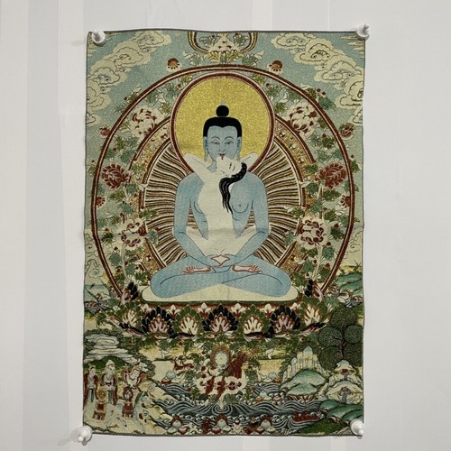 35" Silk Cloth Embroidery Buddhism Because the Buddha tangka Mural Adi-Buddha - Picture 8 of 8
