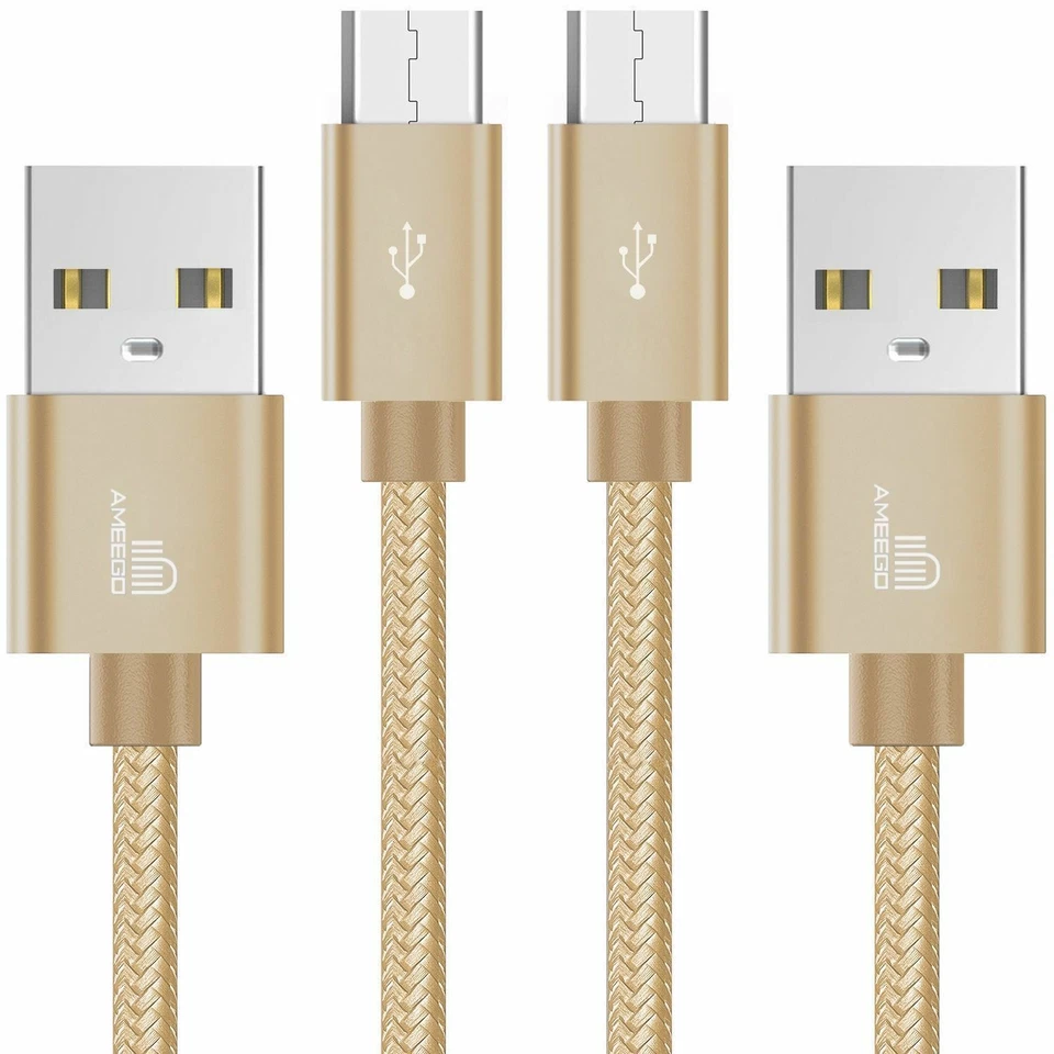 Cable micro USB largo de plomo trenzado, 1M 2M 3M sincronización de datos de alta velocidad cargador rápido Reino Unido Foto 4 de 4