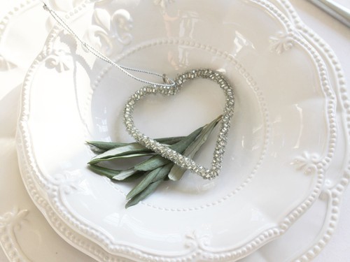 SILBER VINTAGE STERN HERZ PERLEN VINTAGE CHIC DEKO WEIHNACHTSDEKO PARTY - Bild 11 von 17