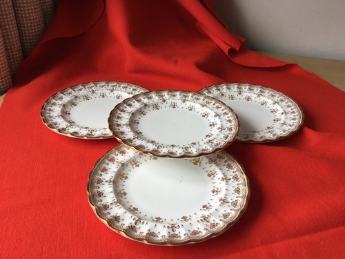 4 X SPODE ENGLAND ~ GOLD FLEUR DE LYS ~ Y8063-B ~ BONE CHINA TEE / BEILAGENTELLER - Bild 3 von 3