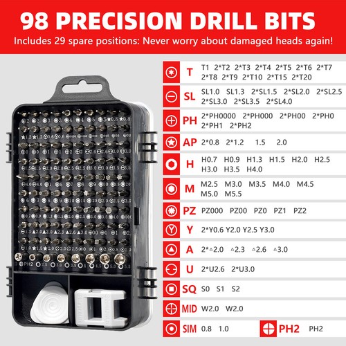 115 in 1 Precision Screwdriver Set Computer Laptop Repair Tool Kit Magnetic Bit - Picture 4 of 11