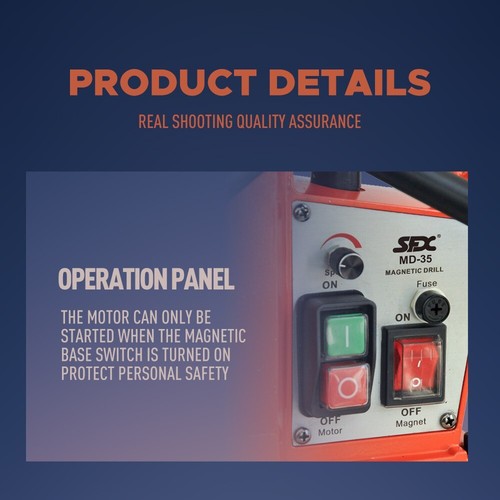 200-750r/min 1100W MD-35 Prensa de perforación magnética eléctrica portátil 110V 50Hz-60Hz - Imagen 8 de 11