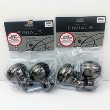 Lot Of 2 Cambria Classic Orbit Finials Graphite for 5/8" Drapery Rod 218188