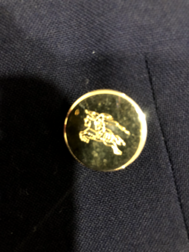 Vintage Burberry 42R Wool Navy Blue Gold Button Double Breasted Jacket Blazer - Picture 4 of 10