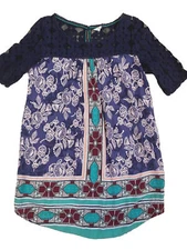 Anthropologie Akemi + Kin Tunic Top Women's M Maite Floral Lace Boho Peasant