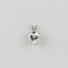 Pretty 14k White Gold, Heart Shaped CZ Women's Solitaire Necklace Pendant