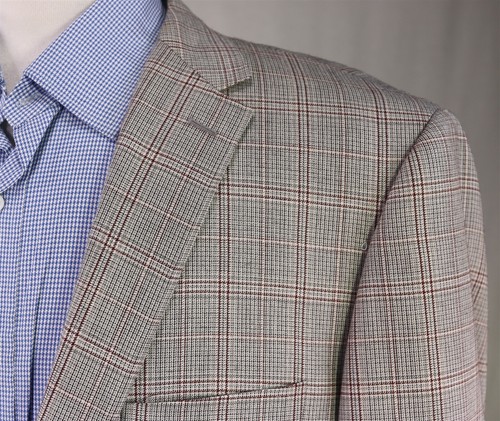 Andrea Castaldi Sportcoat 48R Gray Black Red Plaid Cashmere Silk Blazer 2-Button - Picture 4 of 12