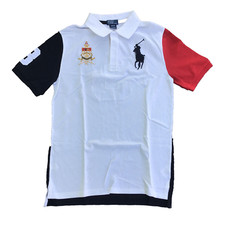 Polo Ralph Lauren Shirt XL 18-20 Youth Rugby Striped Short Sleeve Red White 3