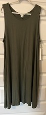 NWT New Caslon Womens Plus Sleeveless Midi Dress Green Size 1X With Pockets