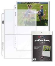 20 BCW Pro 2-Pocket 5x7 Photo Album Pages 5 x 7 3-ring Clear Binder Sheets