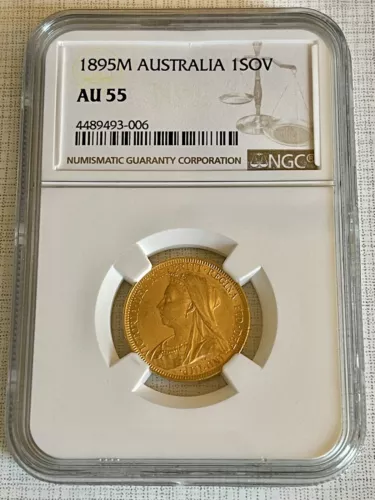 Australia 1895M Sovereign Gold NGC AU55 SKU# 7017