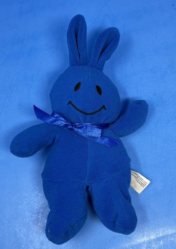 Smiley Face Bunny Rabbit Blue Bean Bag Plush Easter Oriental Trading 9" - Picture 6 of 6