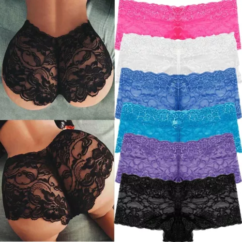 6Er-Pack Französische Spitzenhöschen Für Frauen Sexy Boxer Unterwäsche † ↑ ↓ - Bild 1 von 16