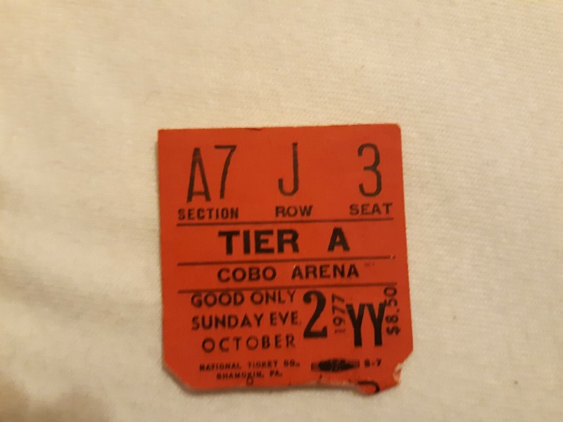  AEROSMITH the BAD BOYS FROM BOSTONCOBO HALL DETROIT 10/2/77 ticket stub