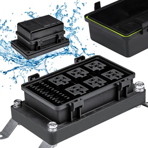 12V DC 6-Gang Waterproof Blade Fuse Bosch Relay Box Block for Automotive Marine
