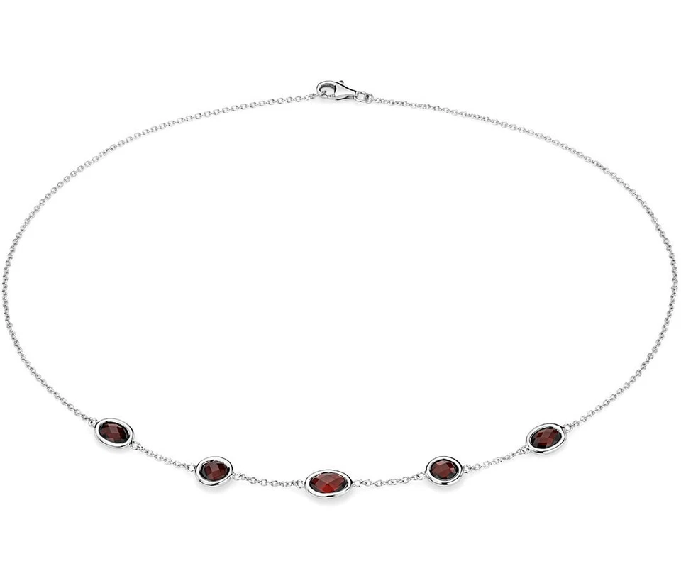 New Garnet Stationed Necklace in Sterling Silver - Image 2 of 2