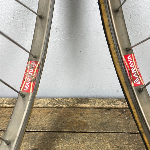 Vintage Araya 27" Wheel Set Bronze Suzue 36 Freewheel 126 Alloy 1" 80s Road Race - Picture 2 of 16
