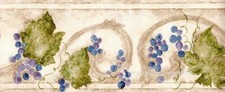 Grape Vine Scroll Wallpaper Border Country Kitchen Border Brown Green Purple
