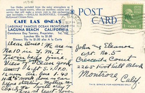 Cartolina California Laguna Beach Cafe Ls Ondas occupazione Tichnor 23-8633 - Foto 2 di 2
