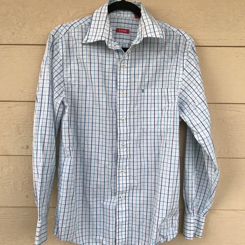 IZOD - Herren blau & weiß kariert Camp Freizeit Lounge Langarm Größe S/P