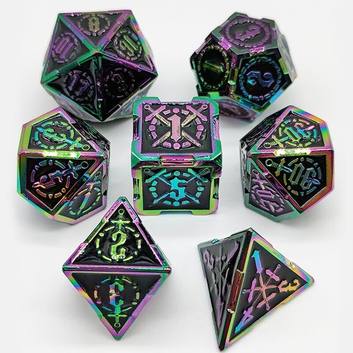 Poly Dice Set - Sword Pattern (Select Colour)/ D&D RPG 7 dice Dungeons & Dragons - Picture 12 of 12