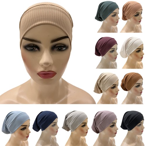 Muslim Women Hijab Inner Hat Turban Head Wrap Hair Loss Bonnet Chemo Cap Beanie - Picture 1 of 26