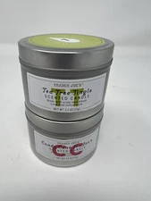 2x Trader Joes LIMITED SCENTS CANDLES 2.5 Oz Candy Cane & Tea Tree Scents