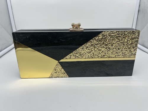 NEW BOBBI BROWN X EDIE PARKER Dripping In Luxe Black Gold Glitter Holiday Clutch - Picture 2 of 11