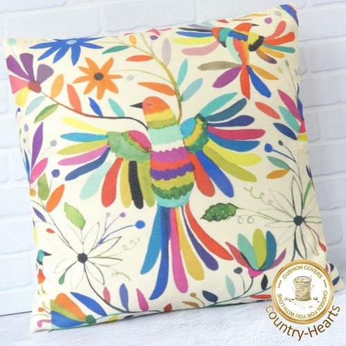 Multi-coloured Mexican Bird Cushion Cover Retro Decorative Abstract Otimo Gift - Picture 2 of 13