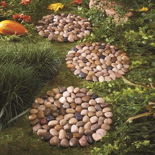Set of 6 STEPPING STONES River Rock LIMESTONE Garden Pathway Yard Lawn Decor 9" - Picture 5 of 12