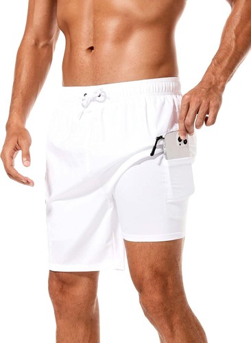 7-Inch Men's Swim Trunks Quick-Dry Shorts with Compression Liner Zipper Pockets - Picture 30 of 74