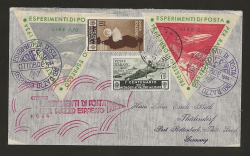 1934 ITALY rocket mail cover TRIESTE - EZ 1C1b - 第 1/2 張圖片