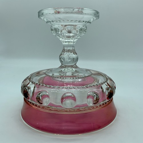 Kings Crown Ruby Red Thumbprint Compote Bowl 7” - Picture 4 of 6