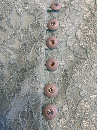 Vintage 1980’s 2-pc Pleated Skirt Lace Jacket Blazer Light Blue Sz 12 - Picture 19 of 24