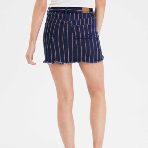 American Eagle Womens Skirt High Waist Striped Denim Mini Size 00 - Picture 2 of 5