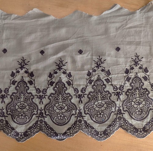 4 yardas 10" de ancho marrón claro vintage tela de algodón encaje con flor marrón b0432 - Imagen 2 de 2