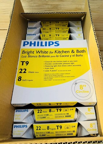 12-LOT 22W 8 in. Linear T9 Circline Fluorescent Tube Light Bulb Bright White - Picture 4 of 12
