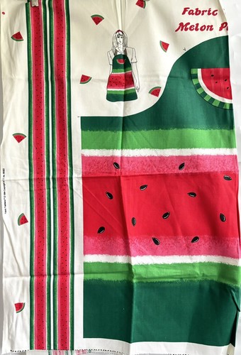 Vintage 1994 Fabric Traditions Cotton Panel Cut & Sew APRON - Watermelon Patch - Afbeelding 1 van 5