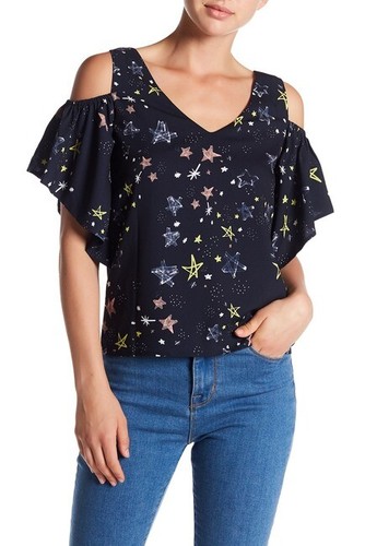 NEW COOPER & ELLA CE-J1606P 'Adeline' Cold Shoulder Blouse Top, S - Stargazer - Picture 2 of 11