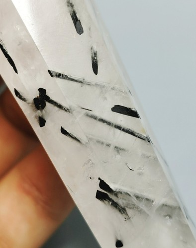 Natural Black Tourmaline  Quartz Crystal Wand Pipe - Picture 11 of 12