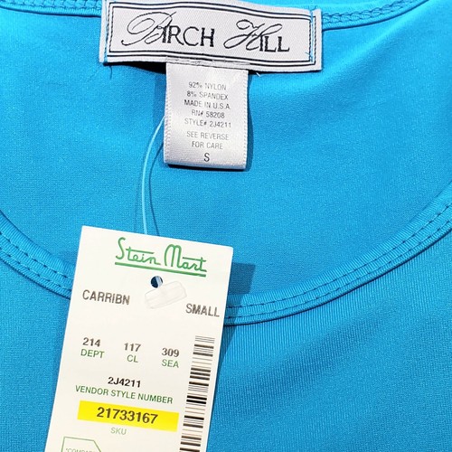 Camisa/blusa Birch Hill Carribn azul para mujer de manga corta pequeña, nueva, con etiquetas - Imagen 5 de 6