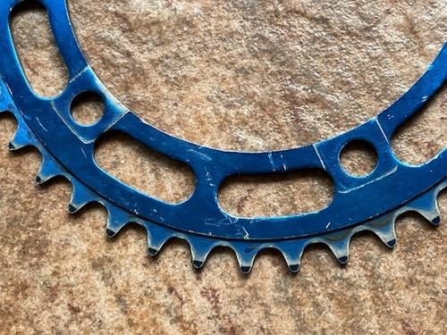 Raro ANELLO CATENA 41T anodizzato blu anni 80 vecchia scuola BMX catena ruota pignone 130 - Foto 4 di 5