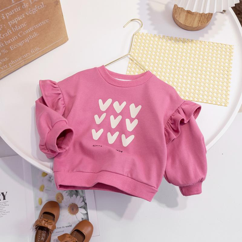 Top primaverili da bambina carino casual top pullover amore girocollo felpa con cappuccio top da bambino - Foto 6 di 19