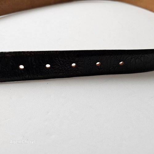 ANN TAYLOR Sz L 36" Floral Embossed Brown Genuine Leather Belt Made In Italy - Picture 12 of 16