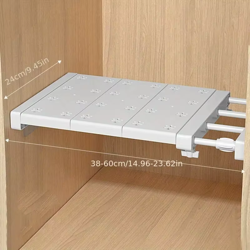 White Expandable Divider Punch-Free Retractable Layers Board for Wardrobe Storag - Picture 7 of 12