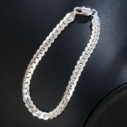 8" 925 sterling Silver 5mm SNAKE chain MIAMI CURB Bracelet Unisex men women - Picture 3 of 7