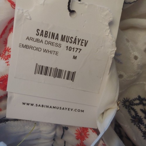 Sabina Musayev Aruba Empire Aruba Tiered Sailor Coastal Embroidered Boho Dress M - Picture 14 of 15