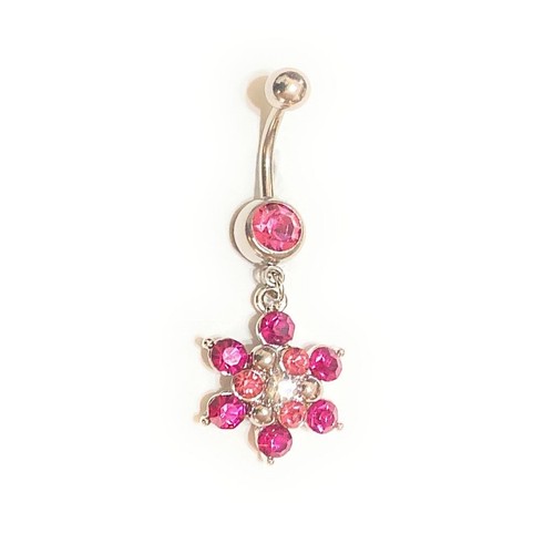 Surgical Steel BEAUTIFUL lots of CZ Dangle NAVEL Barbell. - Picture 3 of 3