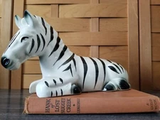 Zebra Figurine Ceramic Hand Painted 5" Tall